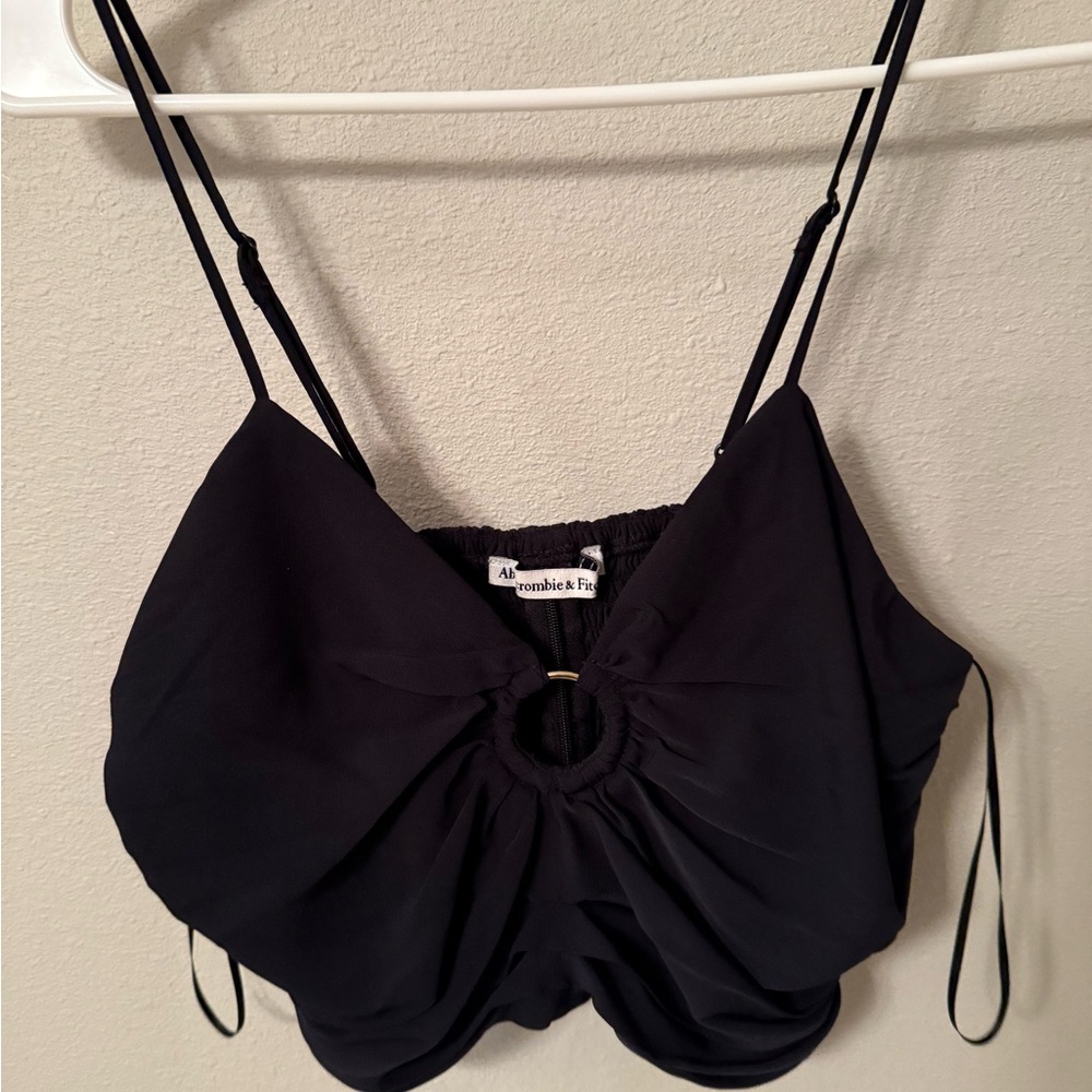 A&F Black Ruched Crop Top